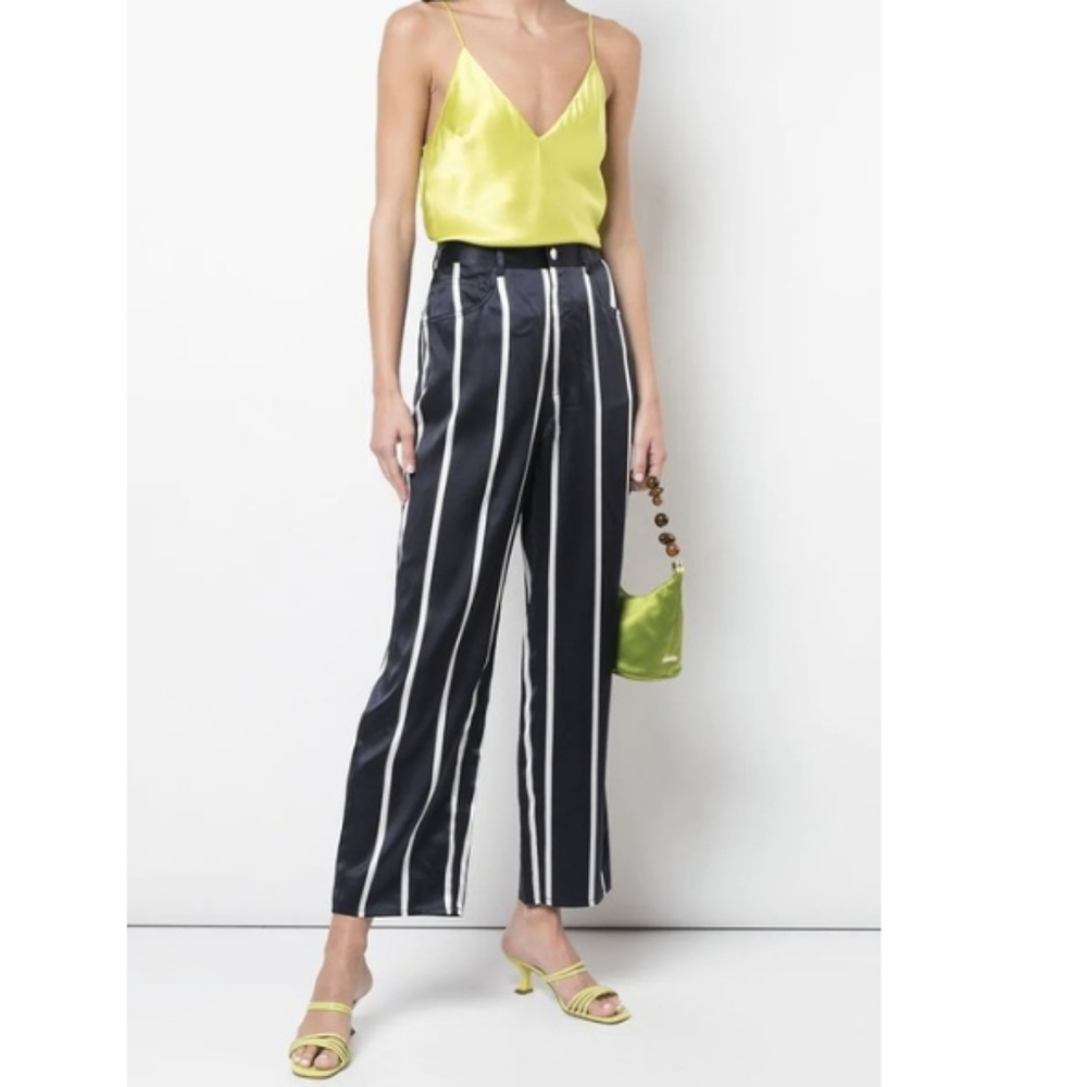 Fleur Du Mal Wide Stripe Trousers In Blue - Size 0
